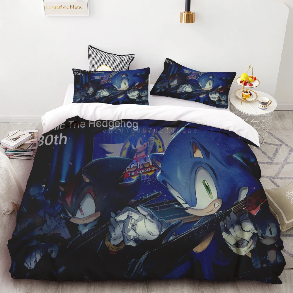 thumbnail image 1 of Funda nórdica Sonic 3D Exquisito juego de cama con estampado digital de dibujos animados Anime Edredón cama juvenil Decoración del hogar Regalo para niños, 1 of 4