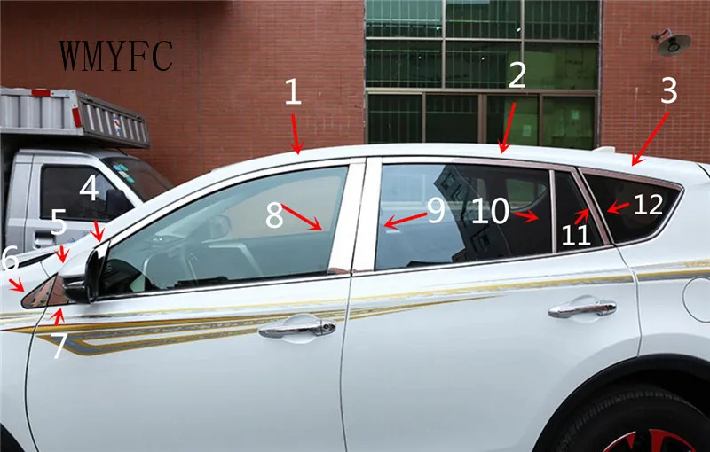 

24 шт., накладки на окна для Toyota RAV4 2014-2018