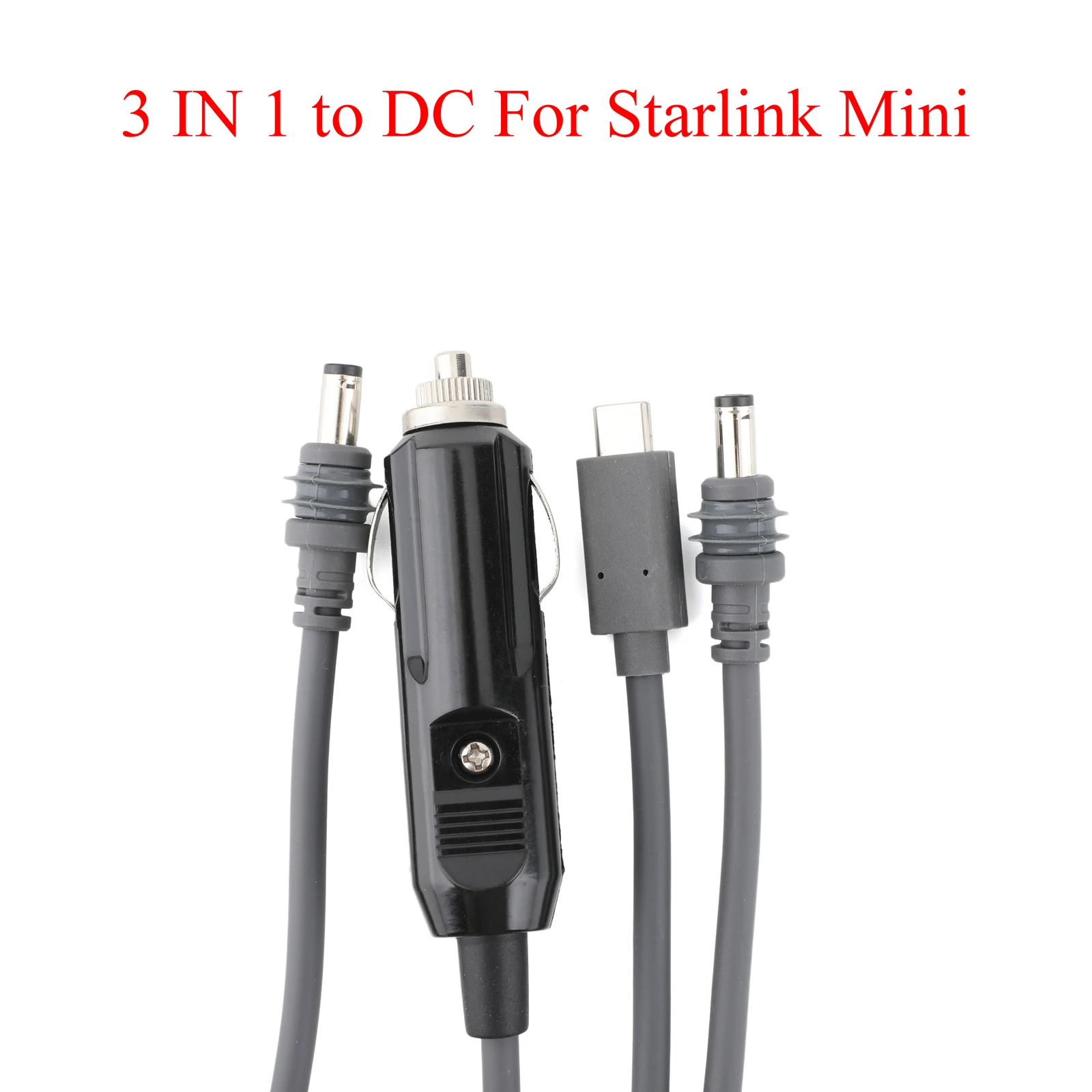 3 in 1 Car Charger Type-C DC to Mini DC Power Cable for Starlink starlink power cable