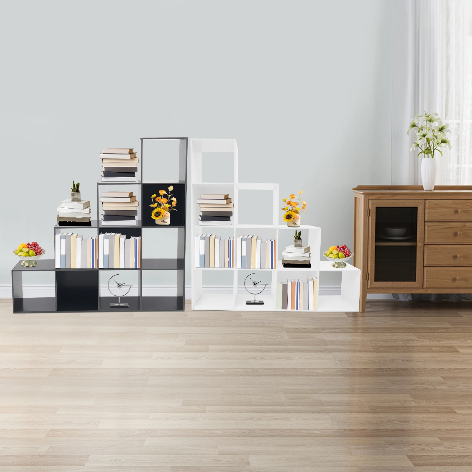Leiterwürfel-Aufbewahrungs-Bücherregal, L-förmiges Eckregal, 10 Würfel-Organizer für Zuhause und Büro – Detail 2