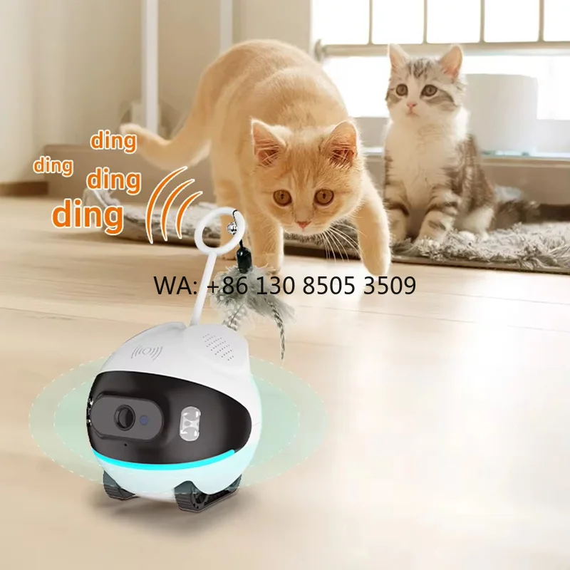 배터리로 작동하는 풀리와 카메라가 있는 4G WIFI 듀얼 모드 스마트 무선 모션 감지 실내용 고양이 장난감