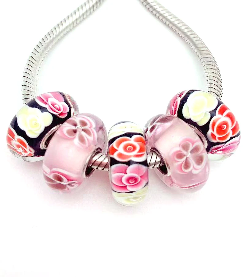 

Бусины-шармы YG793 из серебра 100% пробы с муранским стеклом