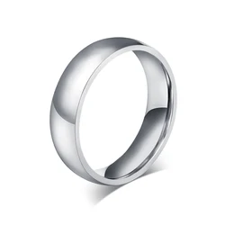 Elegant Unisex Multicolor Stainless Steel Ring - 6mm Classic Design - 8 (Silver)