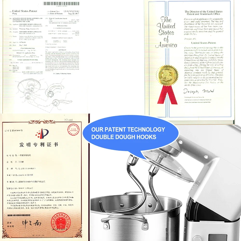 Home Stand Mixer High Power Capacity 1500W 10L Cake Bread Dough 220V Double Sided Hook Food