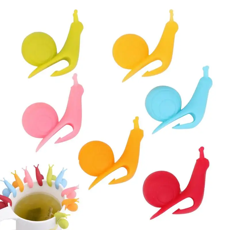 

Милый держатель для чайных пакетиков, 6 шт., держатели для чайных пакетиков в форме улитки, из силикона в форме улитки, водонепроницаемый держатель для кофейных кружек