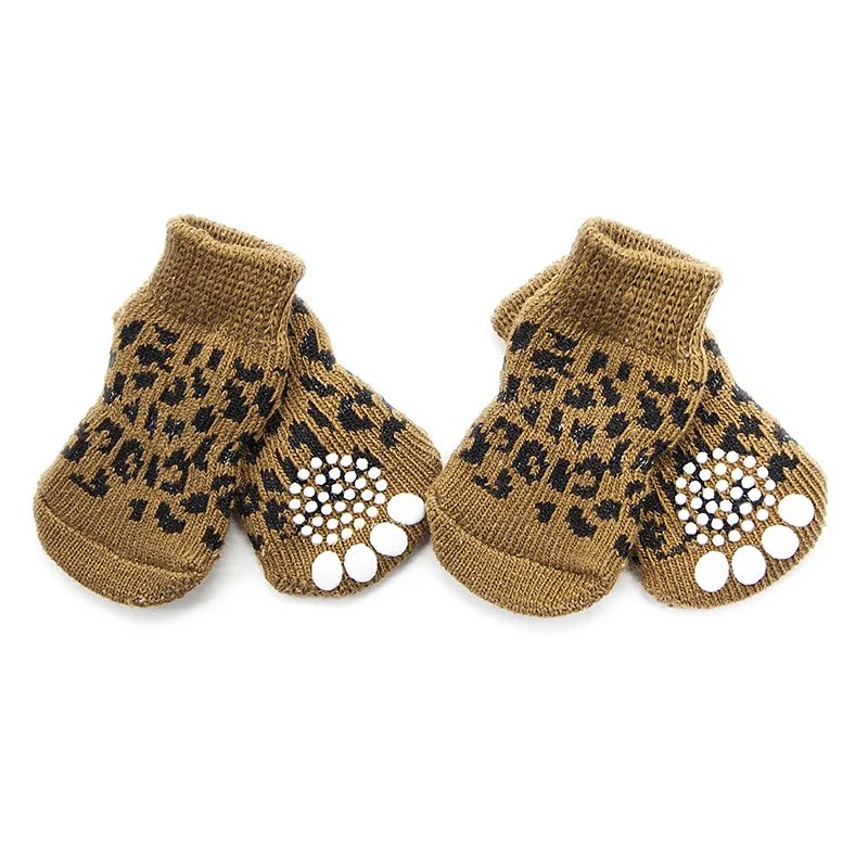 Small Medium Dog Cat Socks Floral Design 4pcs/Set Soft Indoor Shoes Autumn/Winter for Pet Puppy 4