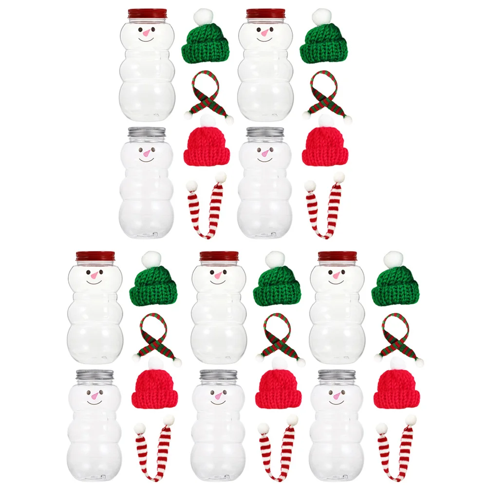 

Christmas Snowman Beverage Bottles Empty Juice Bottles With Hats And Scarves Snowman Beverage Bottles Jars