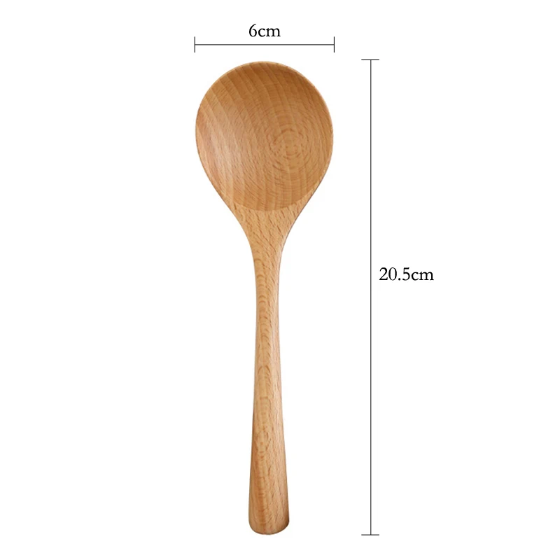 4Pcs Wooden Spoon Beech Wood Soup Spoon Japanese Kitchen Serving Spoons Big Noodle Ramen Rice Soup Ladle Wooden Tableware