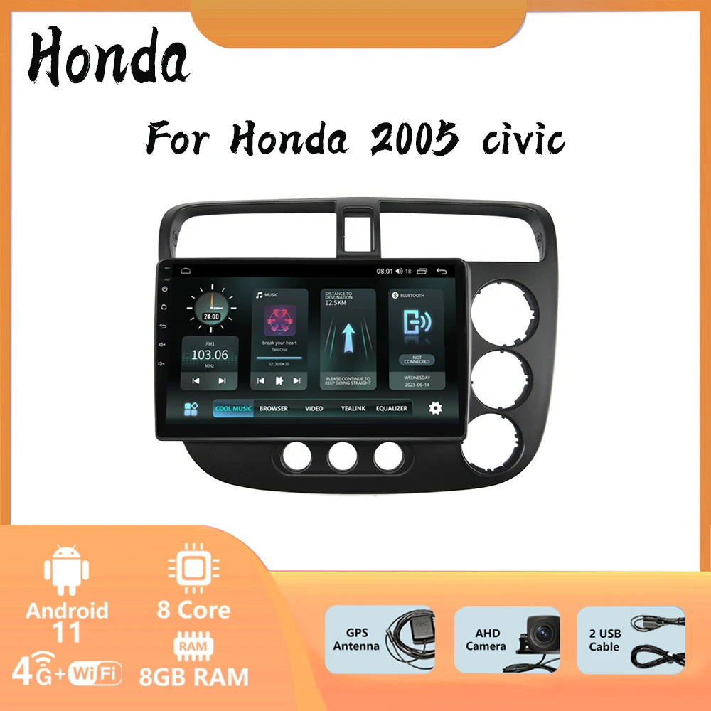 

Honda 05 9" Right Hand Drive CIVIC Android 11 Car Radio GPS Multimedia Video Player Navigation 4G Bluetooth HD Touch Screen MP5