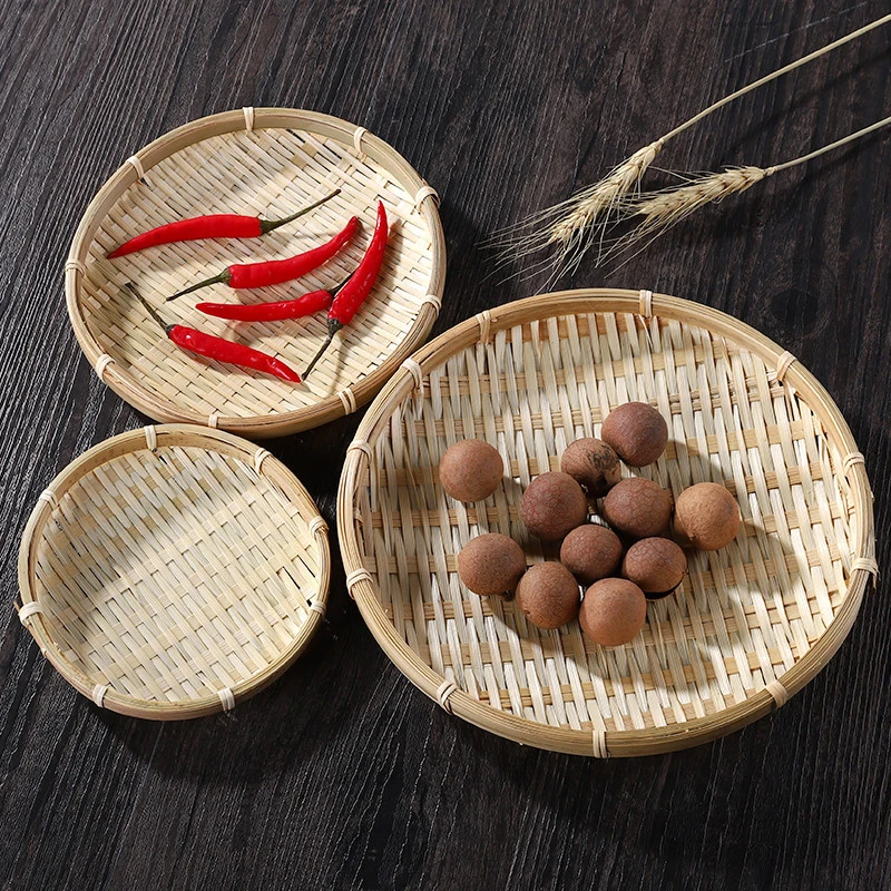 Bamboo Tray Drying Basket Food Pastry Serving Plate Storage Container