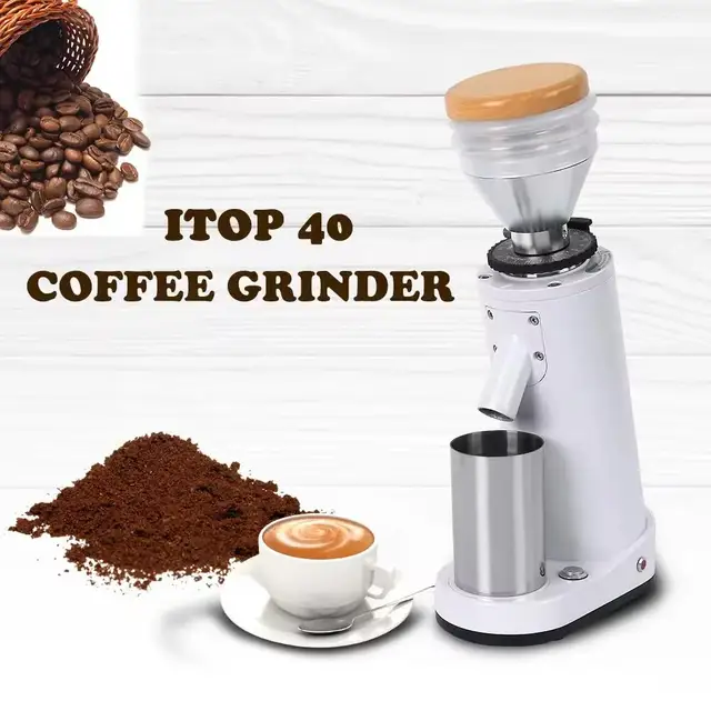ITOP itop40 Titanium Burr Electric Coffee Grinder with Blow Hopper Cylindrical Aluminum Alloy Fuselage 40MM Conical Burr ITOP 40 1