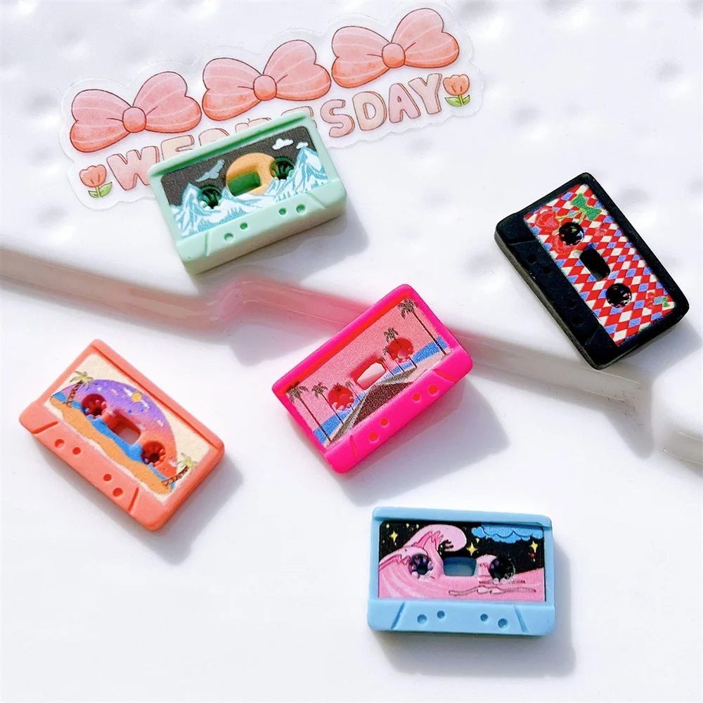 10Pcs Resin Simulation Retro Cassette Tape Creative DIY Miniature Home Arts Decoration Material Storage Box Phone Case Accessory