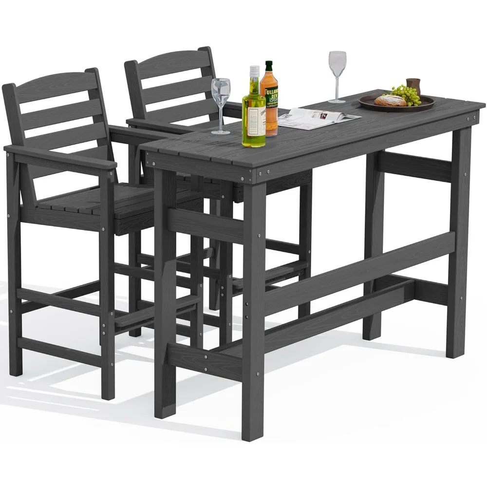 Outdoor Adirondack Bar Set – 2 Chairs & Bar Height Table, HDPE 1