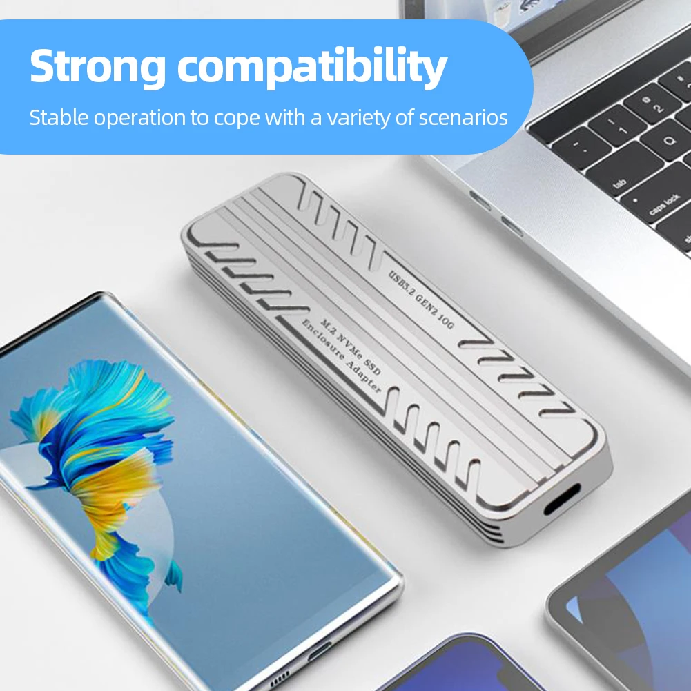 M.2 NVMe Solid State Drive External Enclosure USB 3.2 Gen2 Hard Drive Enclosure Solid State Drive for SSD 2230/2242/2260/2280
