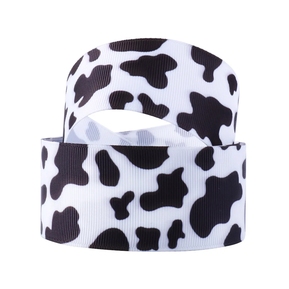 

Wholesale 22mm Heat Transfer Cow Pattern Print Grosgrain Ribbon 10Yards
