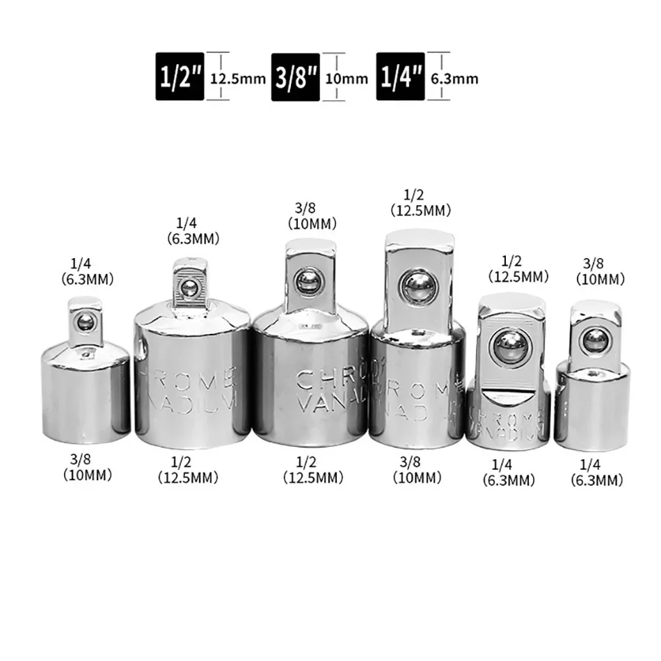 Ratchet Wrench Adapter 1/4" 3/8" 1/2" Chrome Vanadium Sleeve Drive Socket Converter Wrench Transform Joint 2025