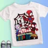 Summer Kid 2 3 4 5 6 7 8 9 Spider Man and His Friends Birthday White Shirt Spider-Man Customized Name Birthday Party Boy T-shirt 5