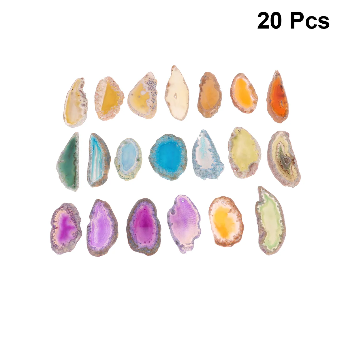 

Happy Yami Flat Beads Drilled Agate Slices 20Pcs Natural Stone Pendants Healing Geode Crystal Wedding Place Home Decor