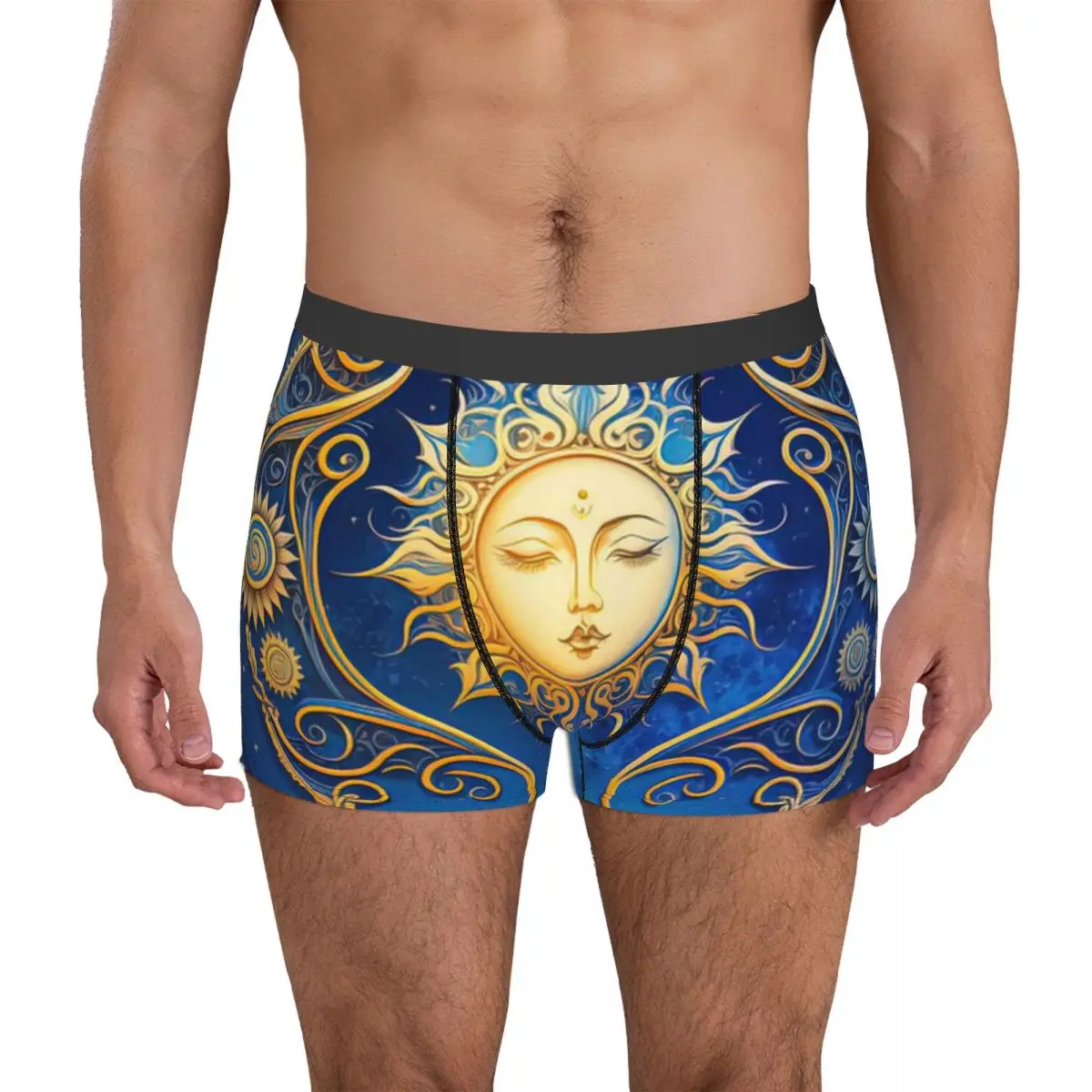 Sleeping Sun Celestial Beauty Counted Cross Stitch Underpants Breathbale Panties Male Underwear Print Shorts Boxer Briefs cat 11ct stamped cross stitch 46 45cm