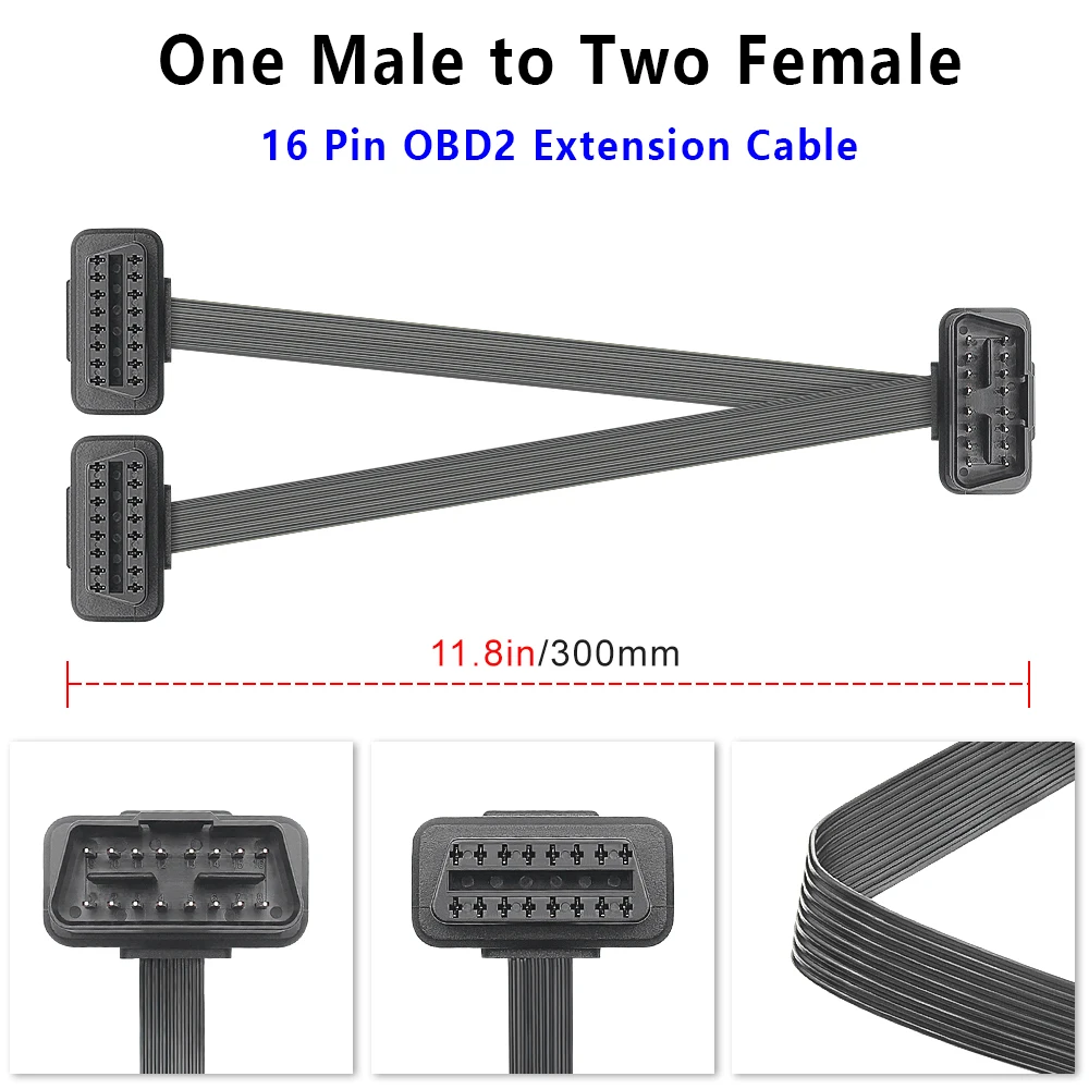 Cavo Prolunga OBD-II A Y 16 Pin - 30 Cm, Splitter Maschio/Doppia Femmina Per Diagnostica Auto - Foto 5