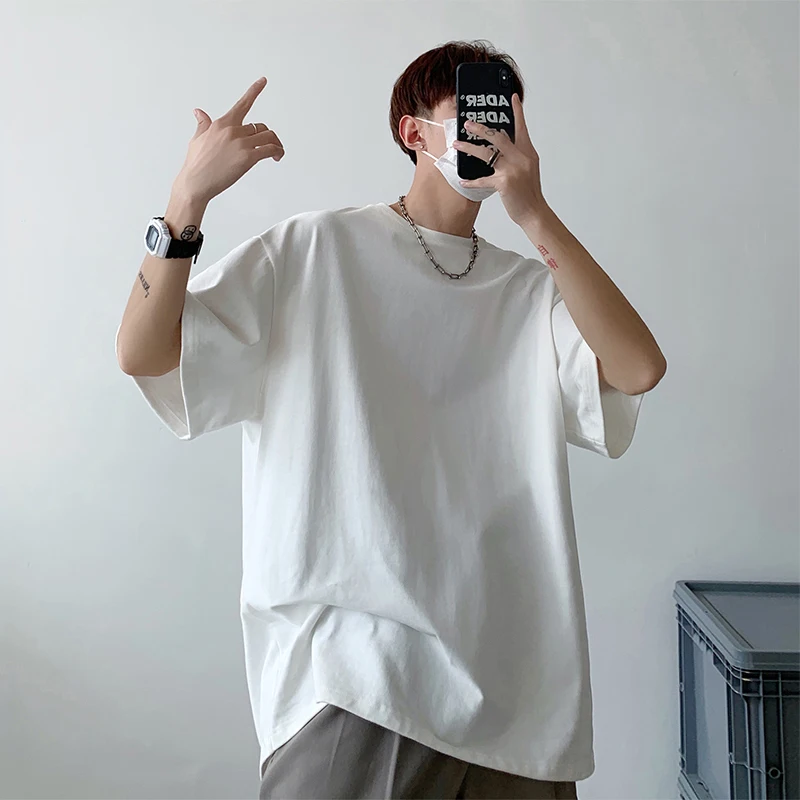 

men's summer pure cotton casual T-shirt, solid color trend versatile half sleeved top short sleeved T-shirt 2968