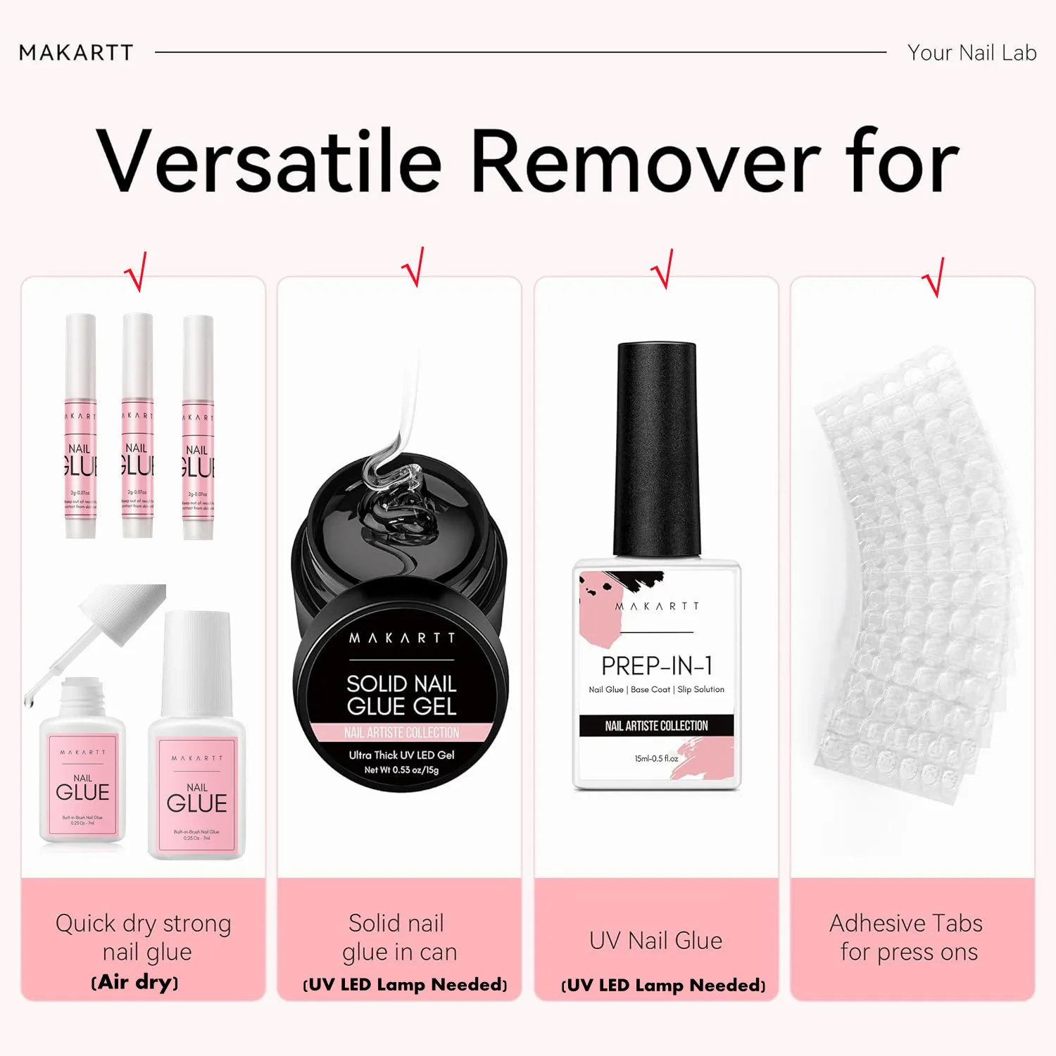 Nail Glue Remover for Press on Nails, 50ML Nail Glue Remover for UV Nail Glue, Non acetone Gentle Glue Off for False Nails Glue 3