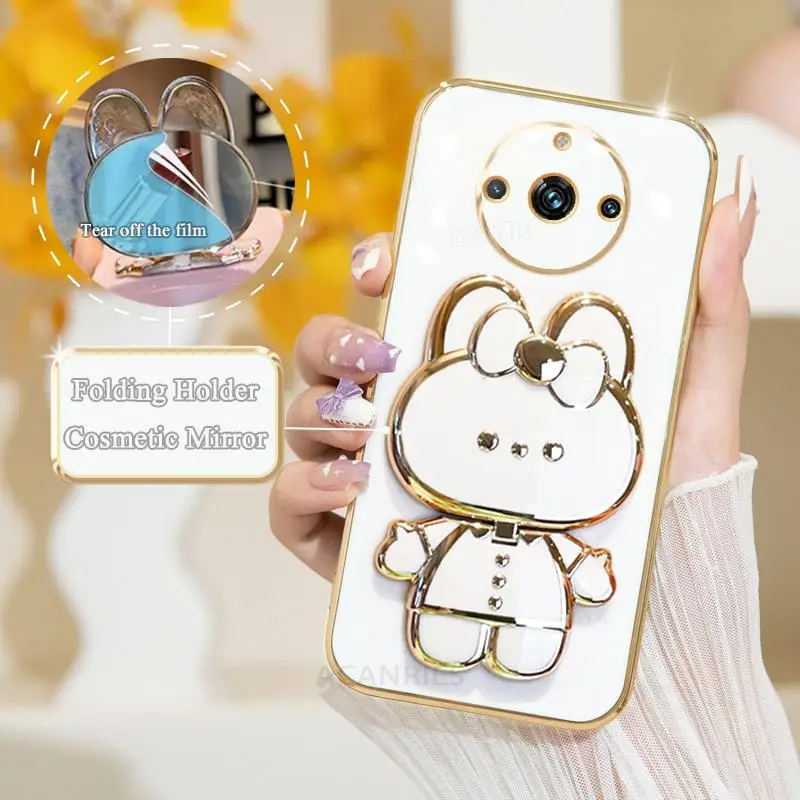 Luxury Plating Mirror Holder Silicone Stand Case