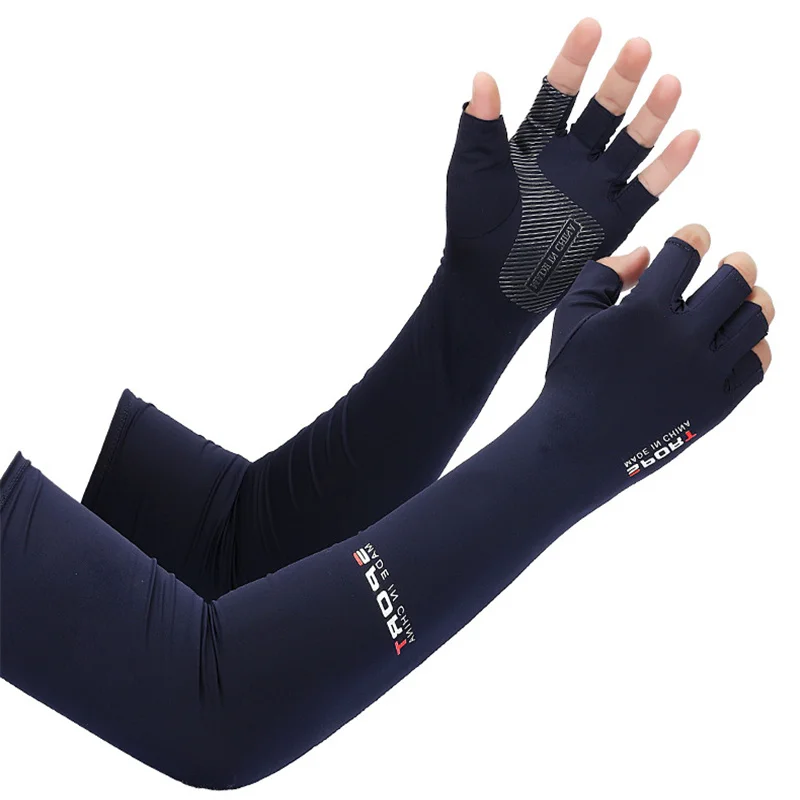 Arm Sleeves Ice Fabric Breathable Quick Dry Running Sportswear Sun UV Protection Long Arm Cover Cycling Arm Sleeves
