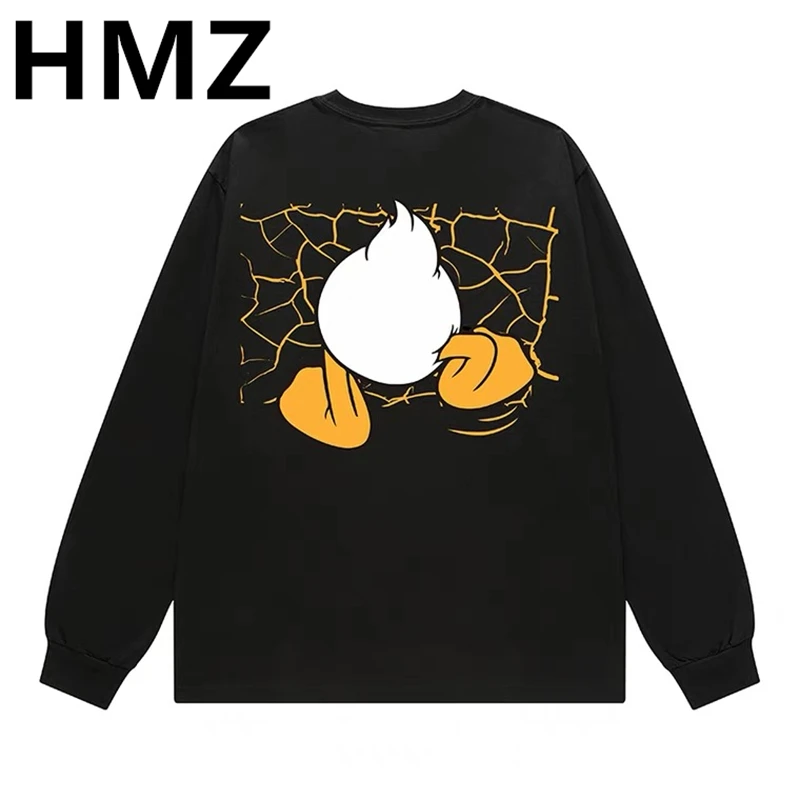 HMZ Fashion O-Neck Duck Tail Loose Sweatshirts Men Clothing Autumn Long Sleeves Korean Pullovers All-match Oversized Sweatshirts