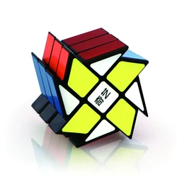 Qi Yi 3x3 Windmill Cube Magic Puzzle Brain Teaser Brushed Sticker 56mm Educational Black Twisty Stickerless Toys For Kids