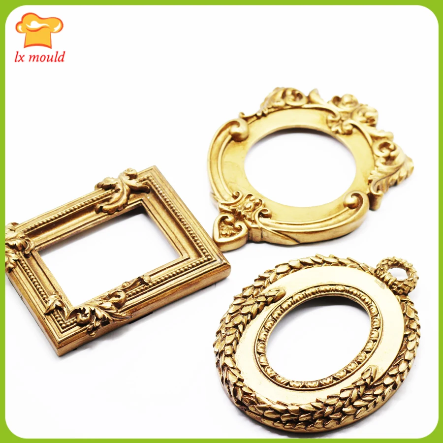 

Photo Frame Silicone Cake Fondant Mould Vintage Mirror Frame Rectangular Circle Oval Cake Decoration Chocolate Baking Mold