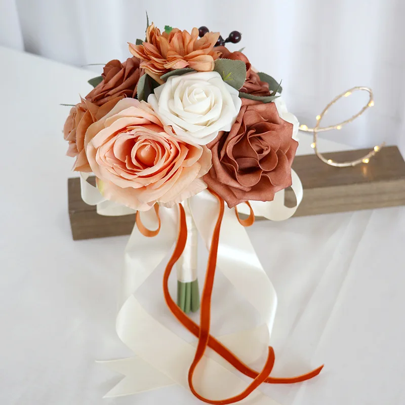Vintage Bridal Wedding Bouquets Artificial Flowers Bride Holding Flowers Wedding Accessories Ramo De Novia