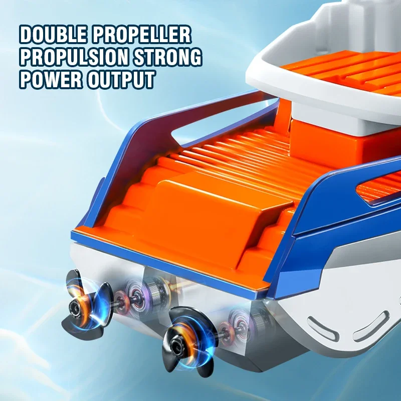 Mini Waterproof Remote Control Boat with LED Light for Kids