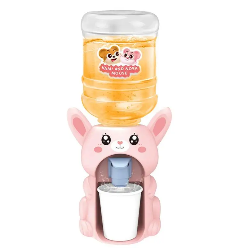 Mini Water Dispenser For Children Kids Gift Cute Cold/Warm Water Juice Milk Drinking Fountain Simulation Cartoon Pig Kitchen Toy