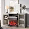 57" Rustic TV Stand Entertainment Center with Electric Fireplace Heater Sound Glass Door Storage Cabinet TVs Up to 65" CSA/UL 1