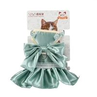 Luxury Cat Harness Dress Big Bows Design Cat Clothes Adjustable Pet Harness and Leash Set for Cats Small Dogs Yorkie Poodle 1