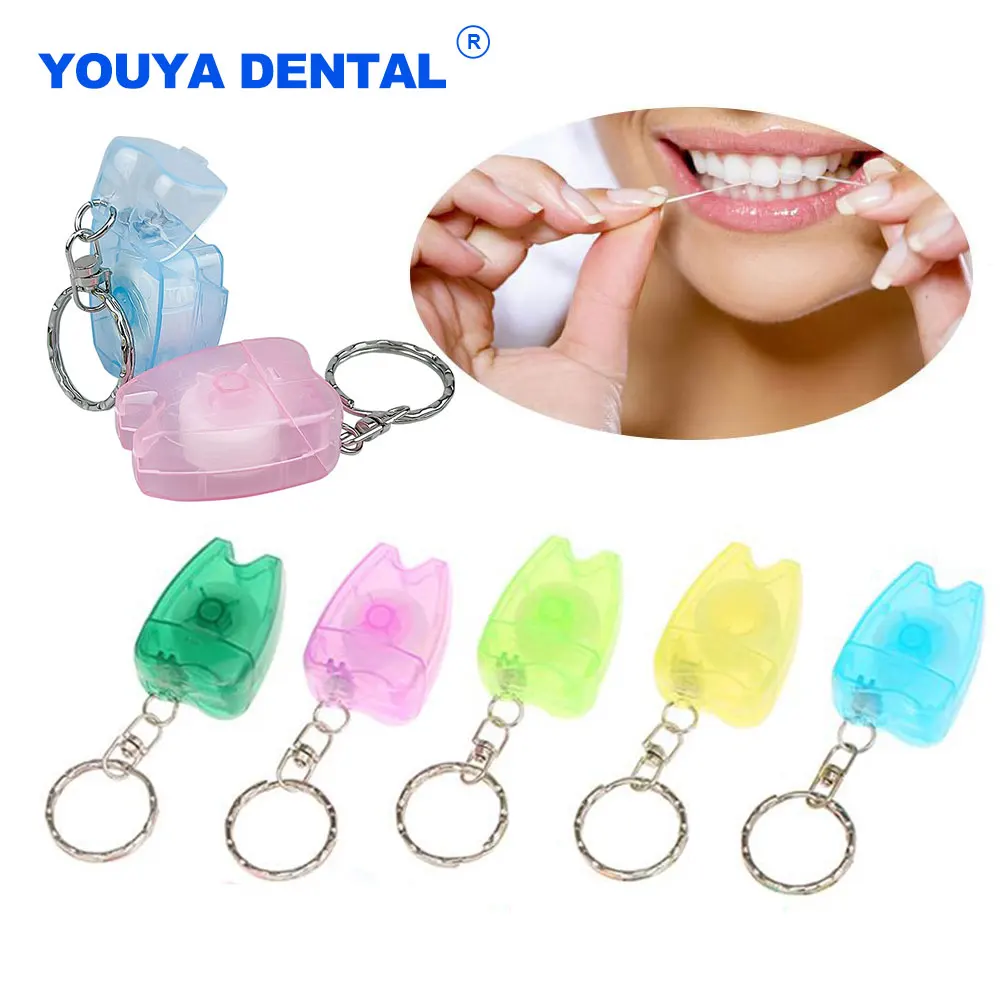 50pc Portable Dental Floss Keychain Teeth Cleaning Tooth Shap Key Chain