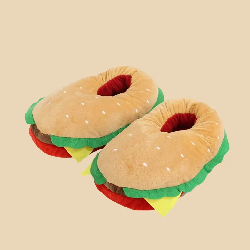 Festive Cartoon Hamburger Slippers Warm Comfortable and Durable for Indoor Use Women's Home Slippers