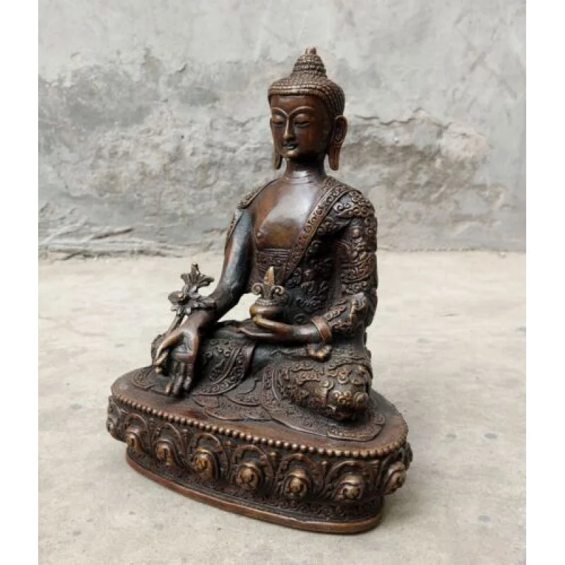 

Buddhist Old-Fashioned Hand Carved Bronze Statue Bhagavan Bhaisajya Buddha Guanyin Sakyamo