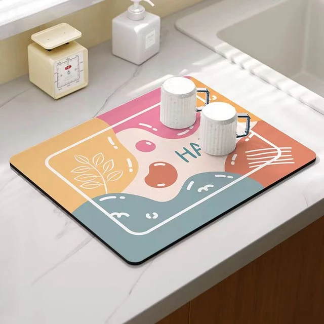 Kitchen Water Absorbent Pad Dishes Drain Mat Kitchen Sink Countertop  Protector