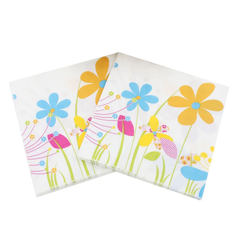 20Pcs Disposable Flower Printed Table Dinner Tissue Napkin Paper DIY Creative Handmade Wedding Party Decoration disposable tableware,paper napkins