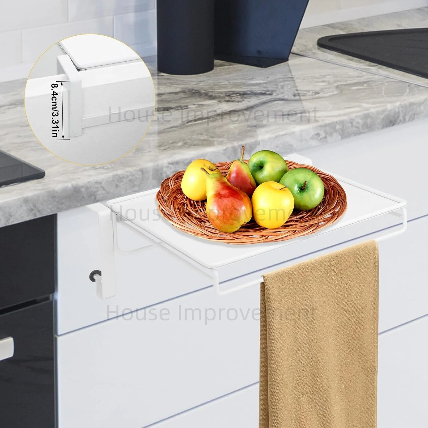 Foldable Cabinet Door Organizer Countertop Extender No Drill Shelf Adjustable Space Saving Countertop Organizer for Kitchen 3