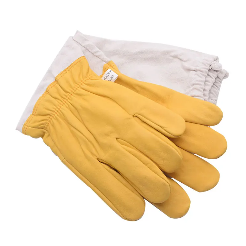 Yellow Gloves Sheepskin Anti-Bee Beekeeping Farm Protective Beekeeper Prevent Bee Bite Long Sleeves Beekeeping Equipment