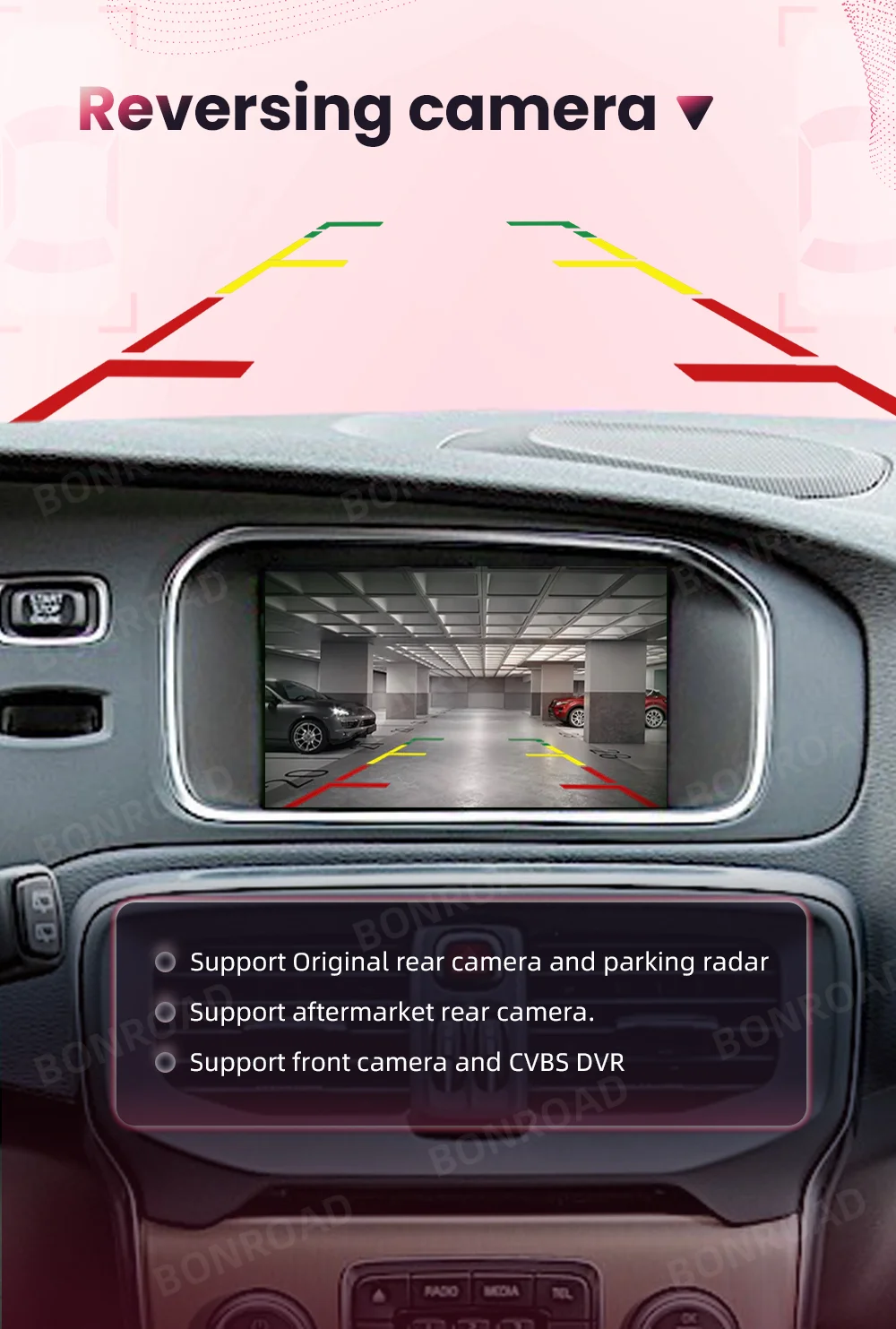 BONROAD Drahtloses Carplay Android-Automodul für Volvo XC60 XC70 S60 S80 V60 V70 V40 2015–2019 mit 7-Zoll-Bildschirm, Bluetooth-Musik – Detail 9