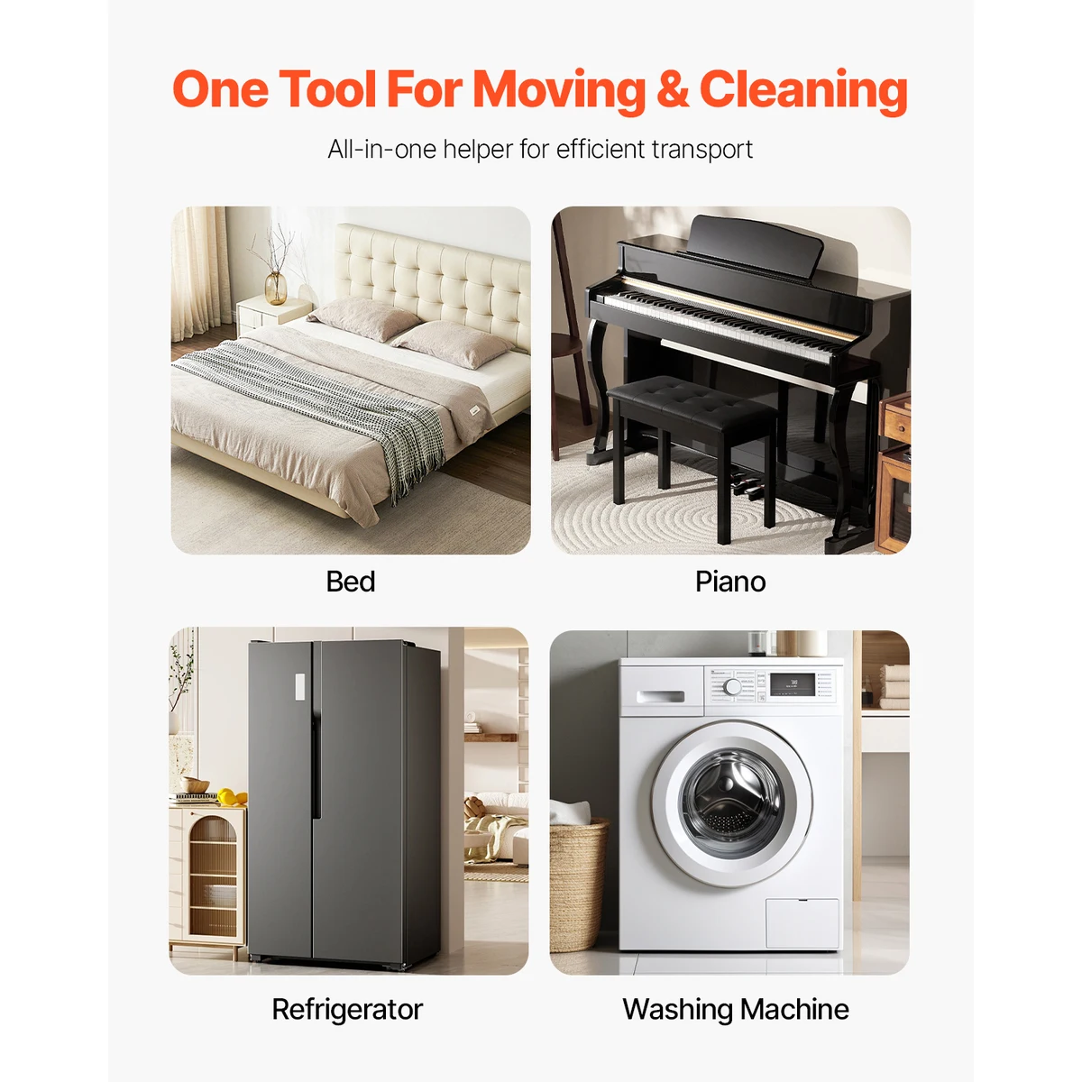 SucceBuy 4 pcs Furniture Dolly Movers with Triangle Swivel Caster & 3 Wheels Fridge Lift Mover Tool Set for Home Appliances Sofa — view 6