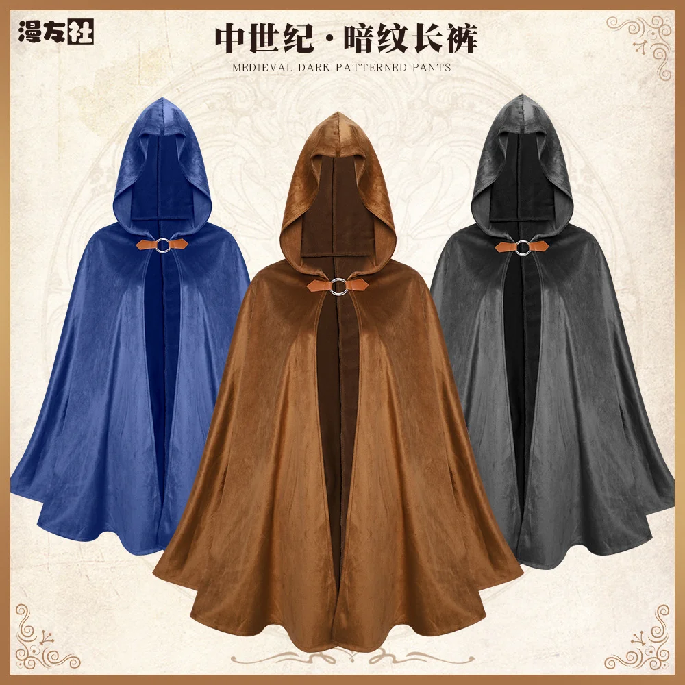 

Halloween Cosplay Costume Men Women Medieval Cloak Hooded Cloak Suede Cloak Halloween Party Clothing Cloaks