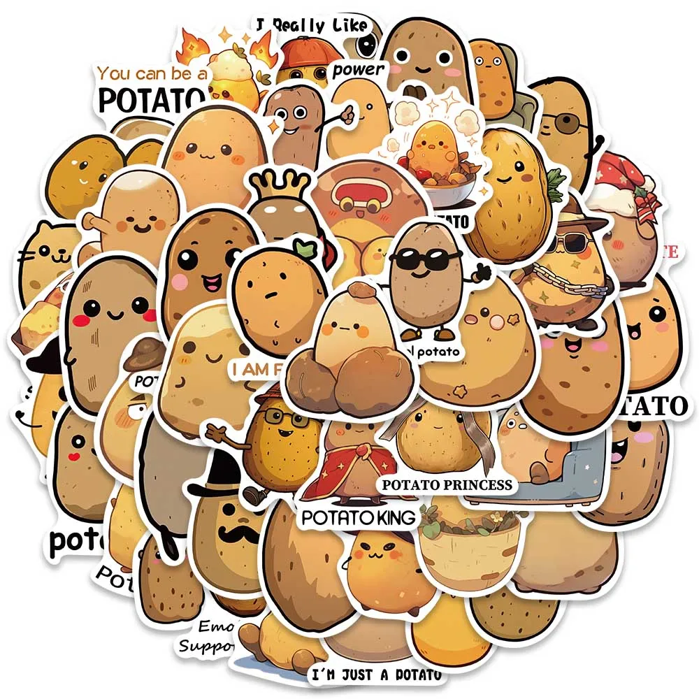 

50pcs Vinyl Laptop Decals Funny Cute Cartoon Vegetables Potatoes Stickers For Water Bottle Luggage Diary Waterproof Graffiti