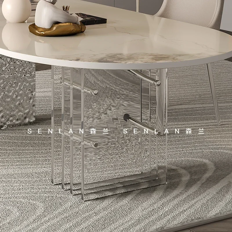 Stone slab dining table and chair combination, light luxury, modern simple dining table, small household, household slate