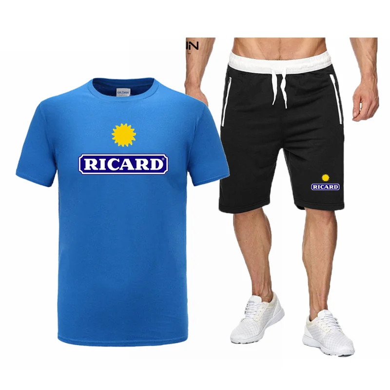 

RICARD Summer Men's Sportswear Sets, Breathable Short Sleeve T-Shirts and Shorts, Casual Wear, Basketball Training Wear
