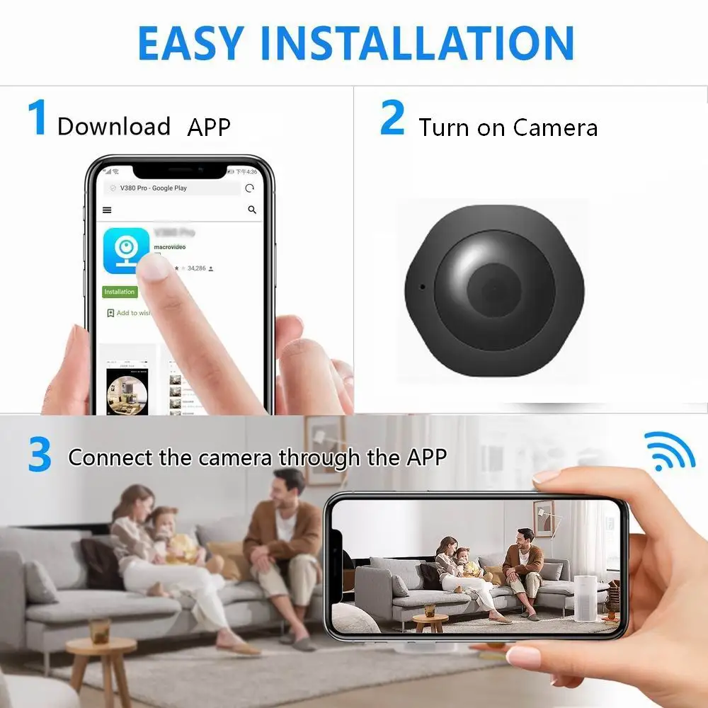 aobo Camera Espion, WiFi 4K HD Mini Caméra de Surveillance  Interieur/extérieur sans Fil avec Enregistrement Longue Batteries avec Mini  Cachée